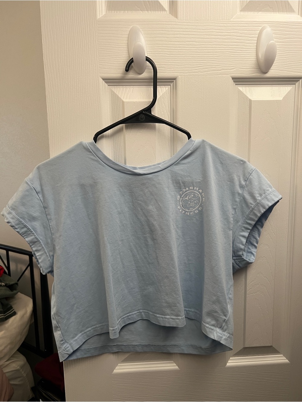 Gymshark Pale Blue Cropped Tee with Small Logo